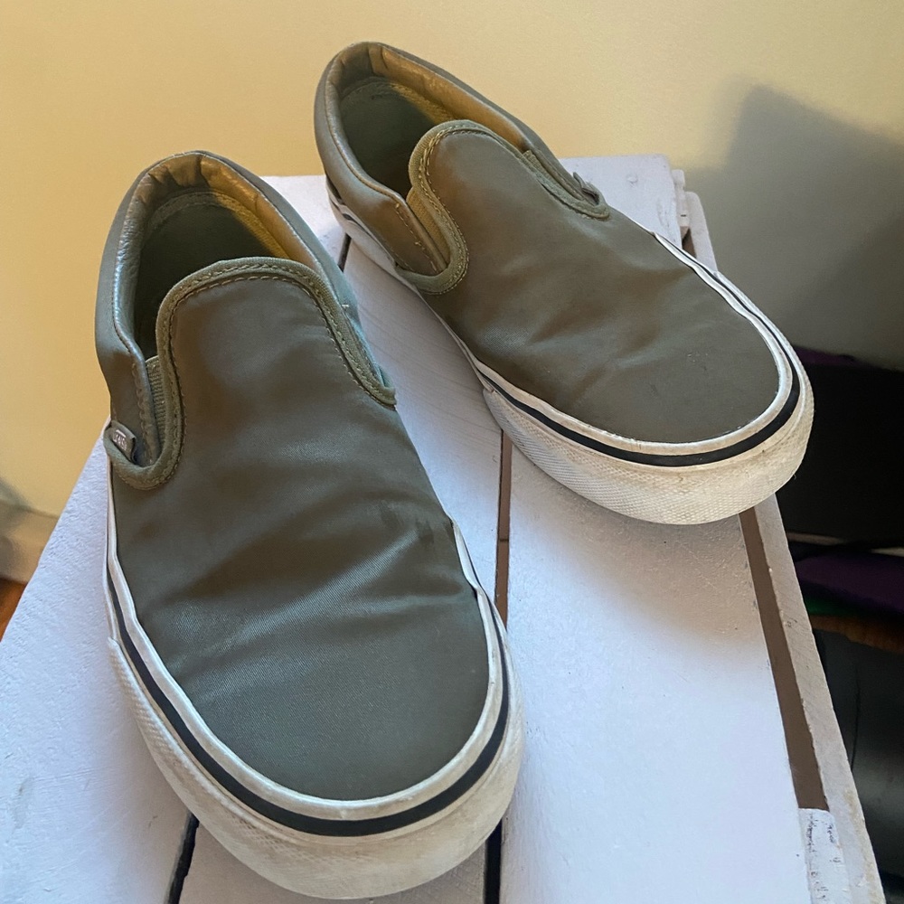 Light green slip on Vans